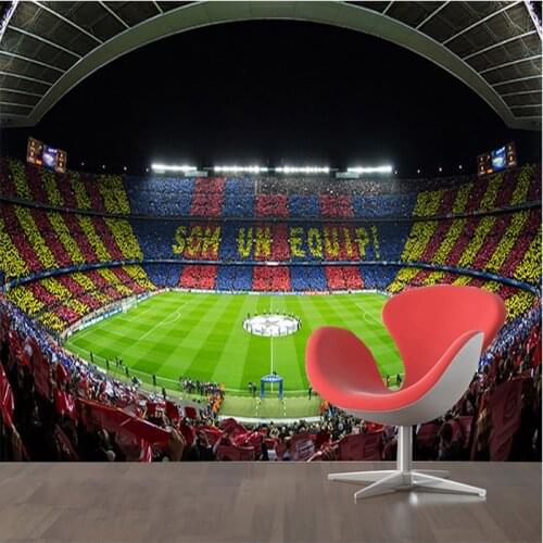Bacaz Barcelona Soccer Sport Field Wall Decor Football Wallpaper Mural for Walls Sticker 3d Murals Wall paper 3d Wallcoverings