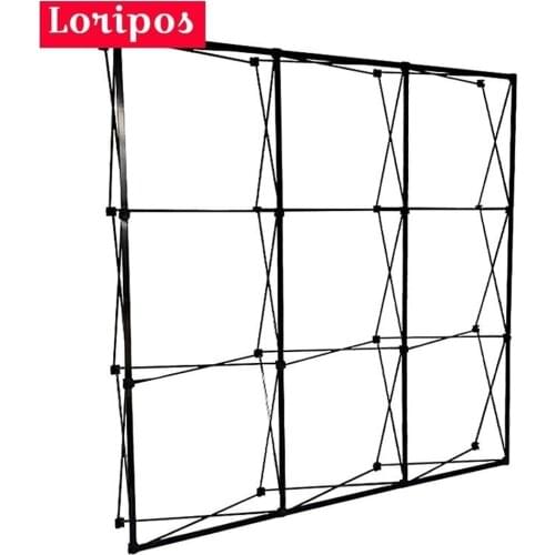 Metal Iron 230x230cm(3x3) Pop Up Banner Display Stands Foldable Spray Painting Black Trade Show Booth Advertising Wall Banner