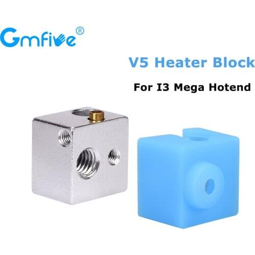GmFive V5 Heater Block V5 Silicone Socks For Anycubic I3 Mega J-head Hotend vs V6 Hotend Extruder Heater Block 3D Printer Parts
