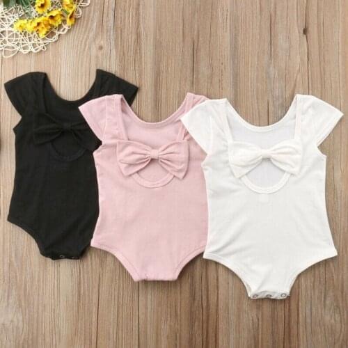 Newborn Baby Girl Kid Bowknot Sleeveless Bodysuits Jumpsuit Toddler Summer Clothes Outfit 0-18M