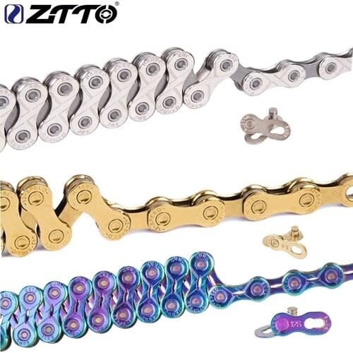 ZTTO MTB Road Bicycle 8/9/10/11/12 Speed silver gray Gold Colorful Chain Mountain Bike Chains with Silver Missing Link Connect