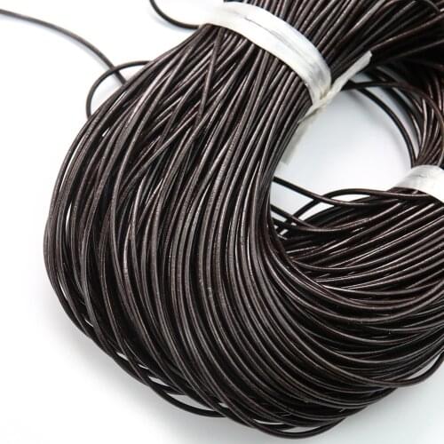 5 Yard 2mm Black Leather Rope Chain Round Thong Cord DIY Bracelet Necklace Finding String Woman Man Jewelry Making Accessories