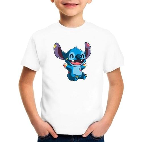 Childrens Cartoon Stitch Printed T Shirt Kids Casual Short Sleeve Tops Anime Funny Boys Girls T-Shirt 2020 Summer Family Shirts