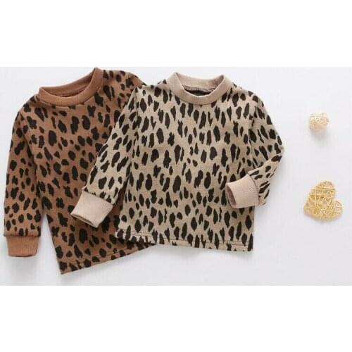 2021 Spring Kids Sweatshirt Baby Girl Boy Long Sleeves Leopard Print Sweatshirt Hoodies Sweatshirts Jacket Coat Autumn Clothing