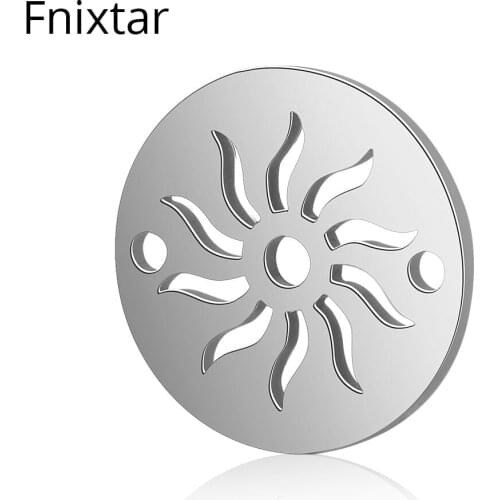 Fnixtar 50pcs/lot Great Quality Stainless Steel 12mm Round Sun Metal Mini Charms Pendants DIY Jewelry Connecting Accessories