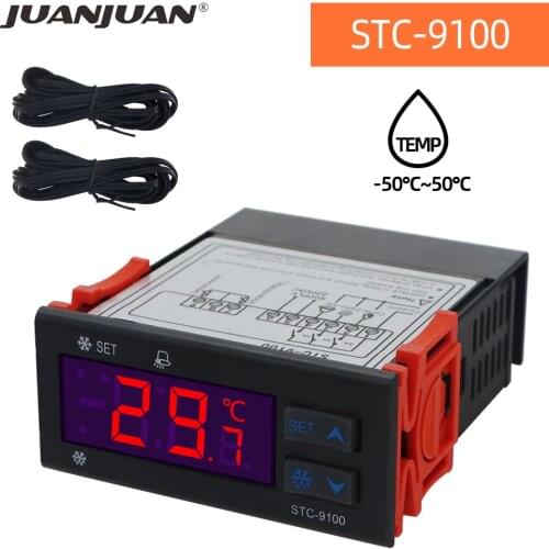 STC-9100 Temperature Control Regulator 12V 24V 220V Cold Storage Freezer Controller Refrigeration Frost Alarm Dual Sensor 30%off