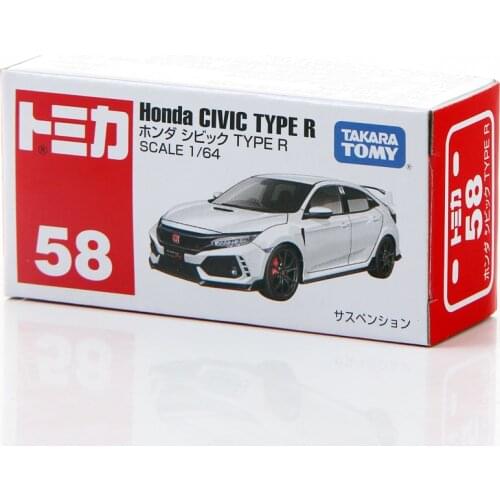 Takara Tomy Tomica 1/64 Honda Civic TYPE R White Color Metal Diecast Vehicle Toy Car NO#58 101895