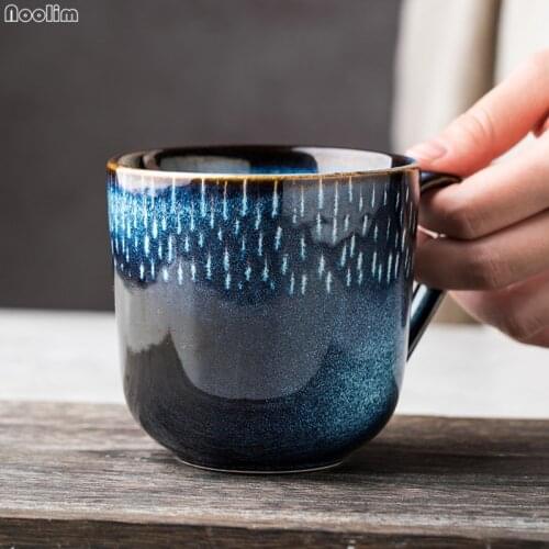 Creative Ceramic Blue Coffee Mugs For Tea Nordic Retro Travel Mug Simple Household Office Breakfast Milk Cup Girl Gift Drinkware