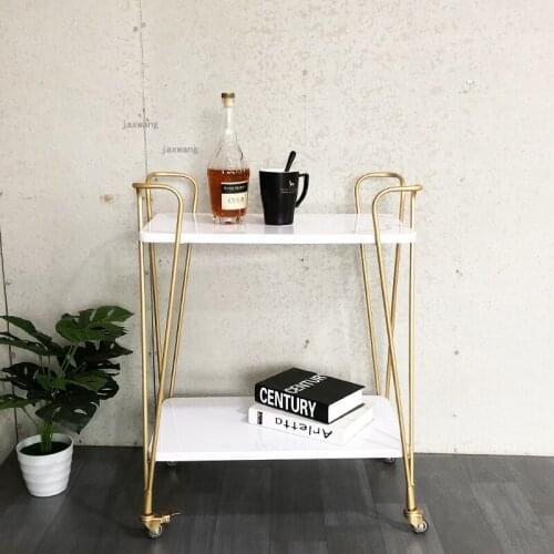 Nordic Wrought Iron Kitchen Trolleys Home Furniture Bar Dining Dessert Cart Removable Restaurant Dining Room Corner Side Table