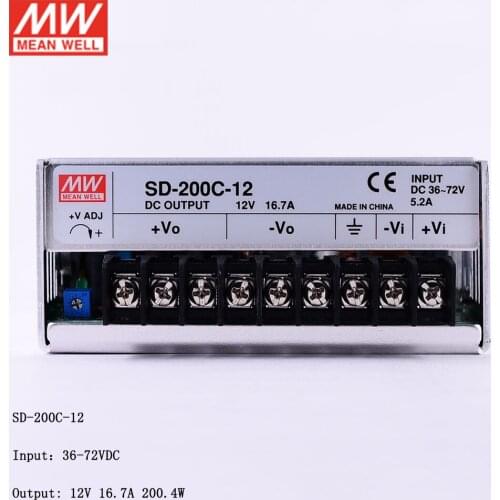 MEAN WELL SD-200C-12 Input 36~72VDC to 12V DC 200W DC-DC Converter Switching Power Supply 48V to 12V 16.7A Converter Transformer