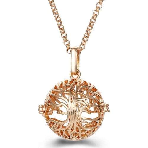 Mexico Music Ball Tree of Life Cage Pendant Vintage Aromatherapy Necklace Essential Oil Diffuser Perfume Locket Pregnant Jewelry