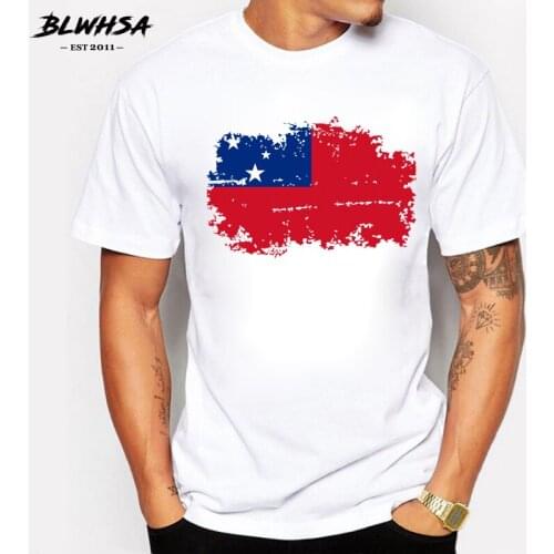 BLWHSA Samoa Flag T shirt Men Fashion Short Sleeve 100% Cotton Summer T-shirts Samoa National Flag Cool Men Clothes