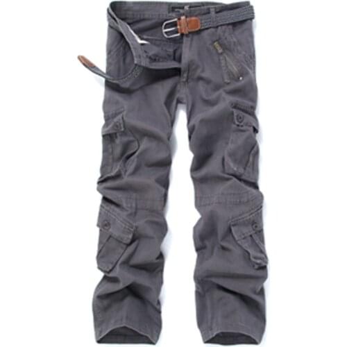 2021 Mens cotton wash multi-pocket loose-fitting work pants stitching camouflage pants