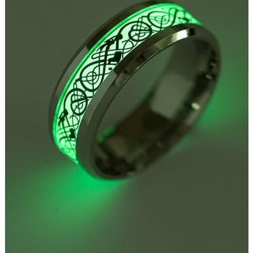 AsJerlya Men Ring Dragon Ring Luminous Ring Glowing In Dark Couple Rings Jewelry For Men And Women Silver Rings Dropshipping