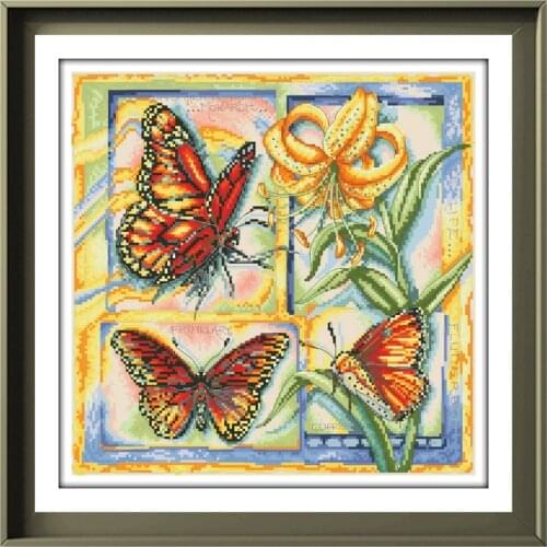 Butterfly cross stitch kits Dreampattern embroidery needlework sets 18ct 14ct 11ct white cloth DIY handmade