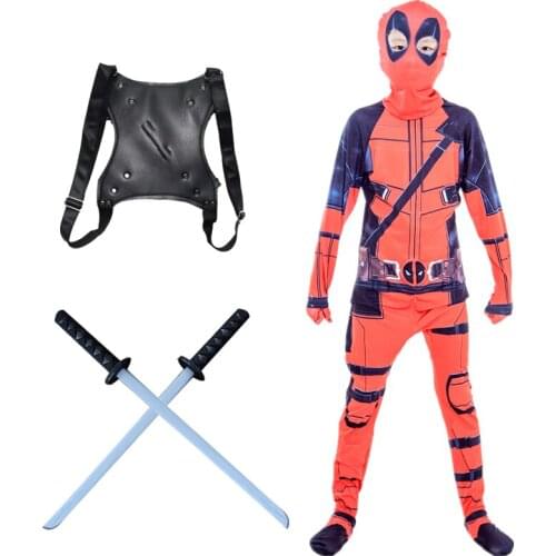 Newest Superhero Child Deadpool Cosplay Costume/Halloween Costume Siamese Deadpool Tight Boy and Girl Cosplay Costume