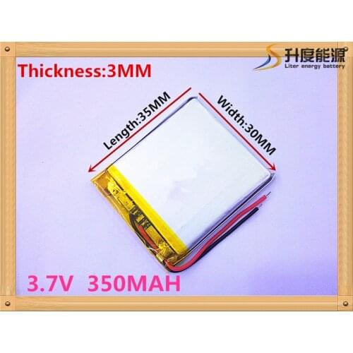Mp3 Mp4 Player replacement battery for 3.7v 350mAh 3.0*30*35mm 303035 rechargeable li Tablet polymer battery 303035
