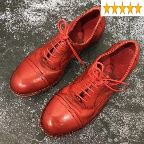 Men Business High Genuine Quality Leather Dress Lace Up Round Toe Wedding Formal Man Vintage Office Work Derby Shoes