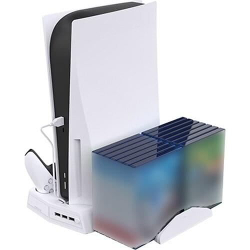 For PS5 Vertical Stand with Cooling Fan Dual Controller Charger Console Charging Station Fan Cooler For SONY Playstation 5