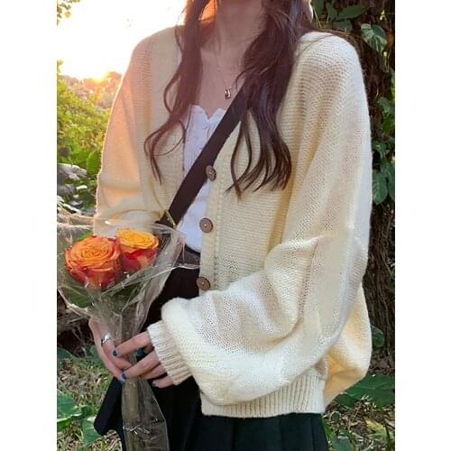 Knitted Cardigan Thin Womens Sunscreen Clothing Spring Autumn 2021 New Loose Sweet Gentle Lazy Wind Sweater