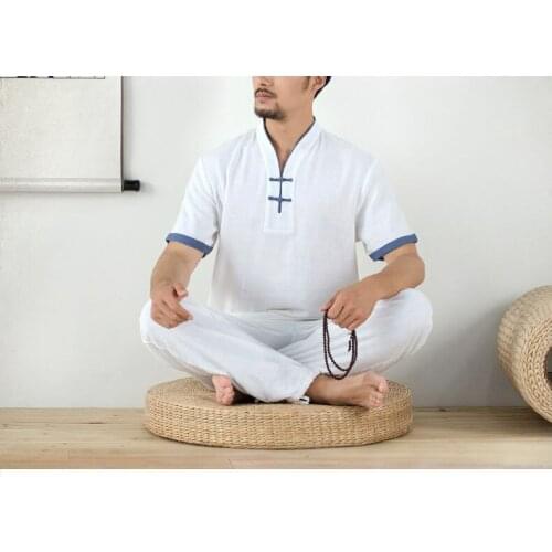 High quality men Cotton&linen Yoga suit meditation lay zen clothing gym fitness taiji kung fu suits