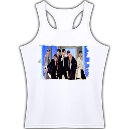 MERCHANDMANIA womens T shirt suspenders MUSIC AWARDS BTS Group KPOP clothing women Summer sleeveless