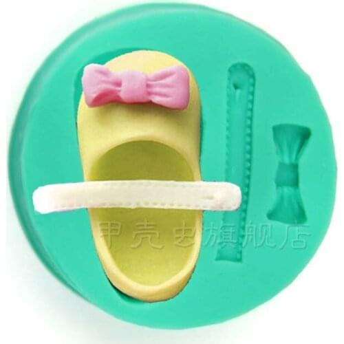 1pcs baby girl Garden shoe Fondant soap chocolate mold Silicone Sugar craft Art cupcake toppers bakeware
