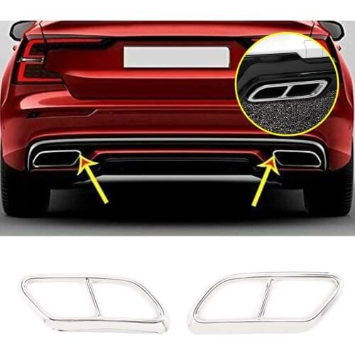 2pcs Stainless Steel Front Exhaust Pipe Decorative Cover for Volvo S90 2016 2017 2018 2019 2020 High Quality Car Accessories