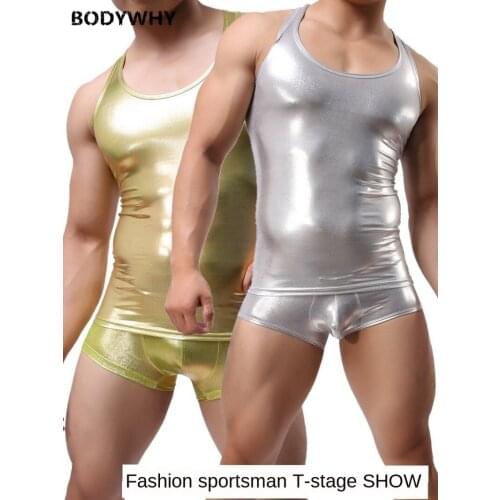 2020 Mens Vest Gold Silver Underwear Tank Sleeveless Garment Bar Night Stage Performance High Quality Skinny Top Clothing
