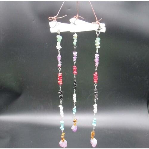 2020 Natural Chakras Reiki Fengshui Selenite Wind Chime With Kinds Chip Amethyst Rose Quartz Crystal Home Decor Gifts