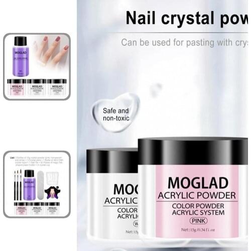 3 Colors 1 Set Stylish Acrylic Nail Powder Liquid Monomer Set DIY Design Glitter Powder Kit Shining Effect Birthday Gift