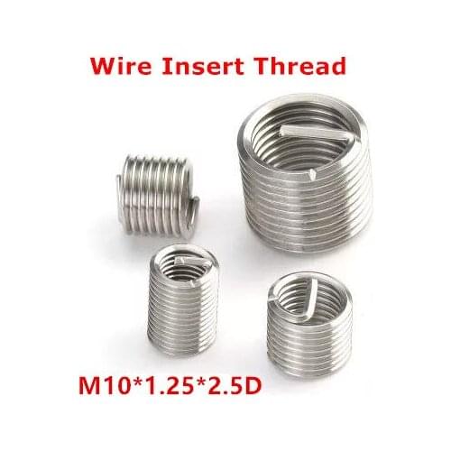 50pcs M10*1.25*2.5D Wire Thread Insert , M10 Screw Bushing , stainless steel Wire Screw Sleeve Thread Repair