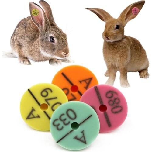500Pcs Rabbit Ear Tags Anti-shedding with Word Round Plastic Ear Tags Pig Sheep Poultry Rabbit Ear Signage Identification Card