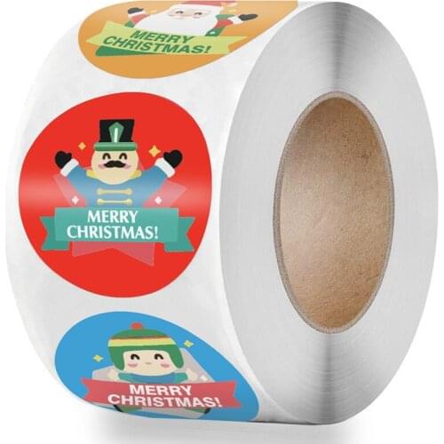 500pcs/roll Christmas Sticker 8 Designs Pattern Cartoon Sticker For Kids Toys Christmas Gift Waterproof Adhesive Labels