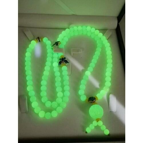 8mm infrequent shine Gemstone bangle Mala Prayer Bead Bracelet Necklace Hanging 108 beads