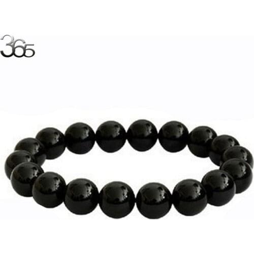 Free Shipping 6-14MM Genuine AAA Grade Natural Gems Stone Black Tourmaline Round Bracelet 7.5-8inch