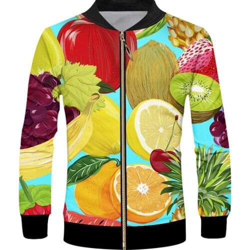 UJWI Hot 3D Colorful fruits Baseball jacket Men Women Fall Winter Harajuku Baseball uniform print boys girls 3D jacket Tops