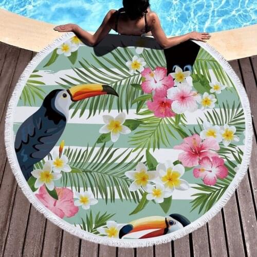 Flamingo toucan flowers Large beach towel Towel beach Towels Microfiber towel strandlaken luxury beach towel miraculous For home