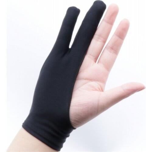 Black 2 Finger Anti-fouling Gloves Digital Tablet Writing Glove for School Anti Touch Hand Drawing for Arts Sketch Oil Paintings