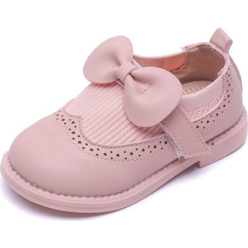 CAPSELLA Kids Girls Non-slip Butterfly-Knot Flat Shoes Children Spring Autumn Patchowork Hook & Loop Casual Shoes Size 21-30