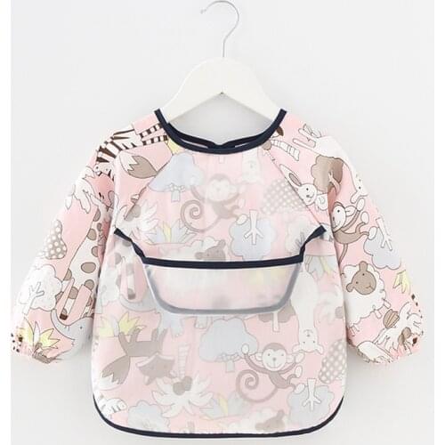 Baby Kids Toddler Long Sleeve Scarf Waterproof Feeding Bib Apron Pocket Infant Boys Girls Burp Cloth Banana Bibs