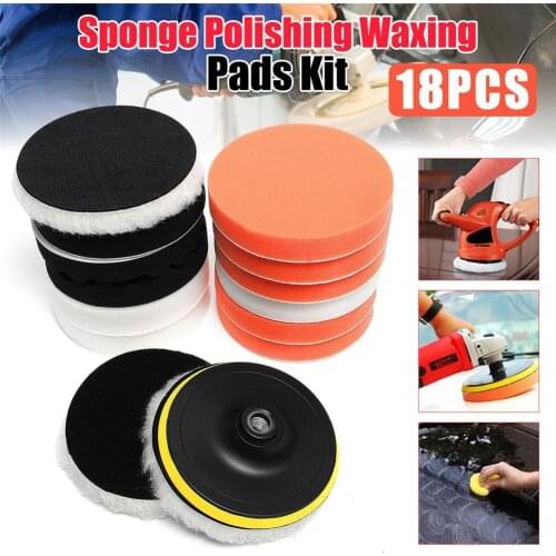 Car Polishing Disc 18Pcs/Set Self-Adhesive Buffing Waxing Sponge Wool Wheel Polishing Pad For Car Polisher Drill Adapter