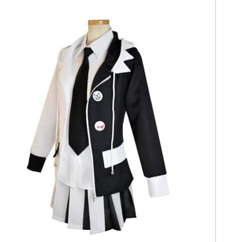 Hot Game Danganronpa Costume Monokuma Unisex Cosplay Costume Anime Wig Shirt Coat Suit Halloween Costumes for Women and Man