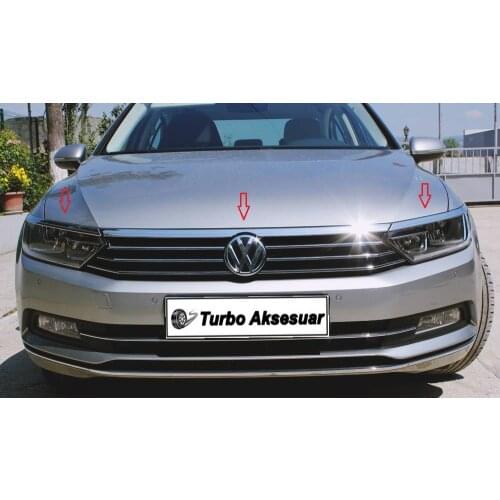 Volkswagen Passat B8 Chrome Headlight Above Slat + Front Grille 3 Piece (2015)