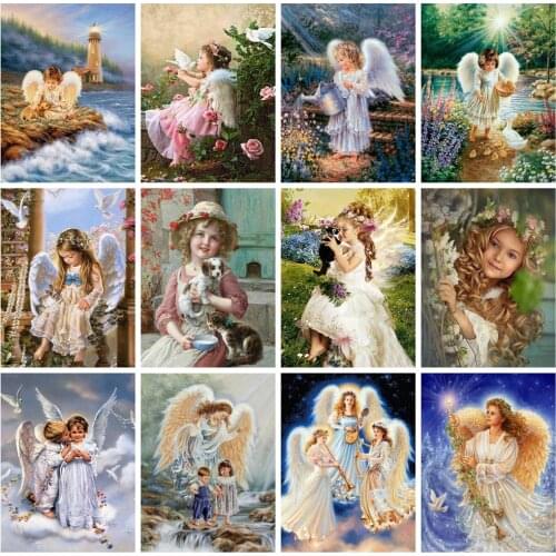 Huacan Diamond Painting Full Square Angel Kit 5D DIY Diamond Embroidery Mosaic Child Decorations Home