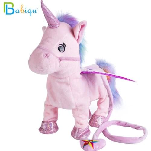 Babiqu 1pc Electric Walking Unicorn Plush Toy Stuffed Animal Toy Electronic Music Unicorn Toy for Children Christmas Gifts 35cm
