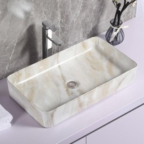 European style ceramic wash basin ceramic art marble pattern above counter basin color flower basin without faucet
