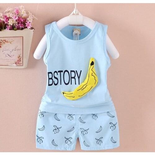Children clothing set 2017 summer new boys girls clothing sets 100% Cotton Korean Banana map Style 2 pieces baby suits set