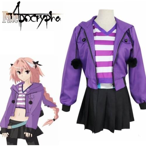 Fate Apocrypha Astolfo Cosplay Costumes Pink Wig Women Purple Jacket Spring Coat For Halloween Party