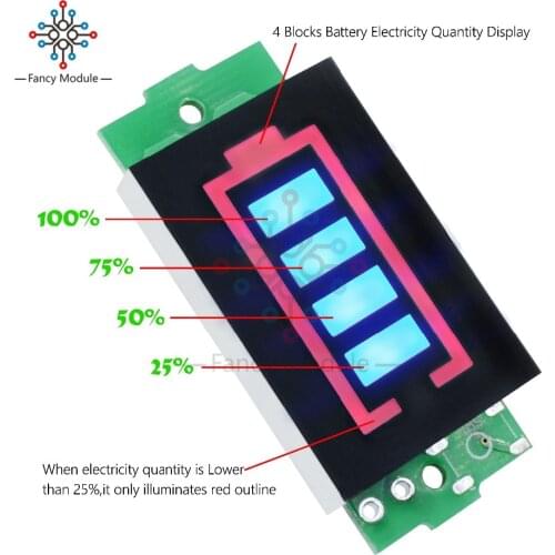 3S 3 Series Lithium Battery Capacity Indicator Module 12.6V Blue Display Electric Vehicle Battery Power Tester Li-po Li-ion